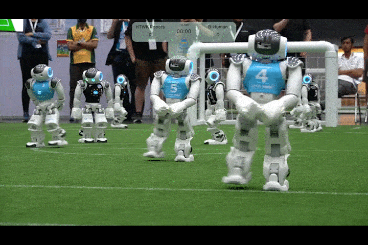 the Standard Platform League now uses a small humanoid robot called Nao